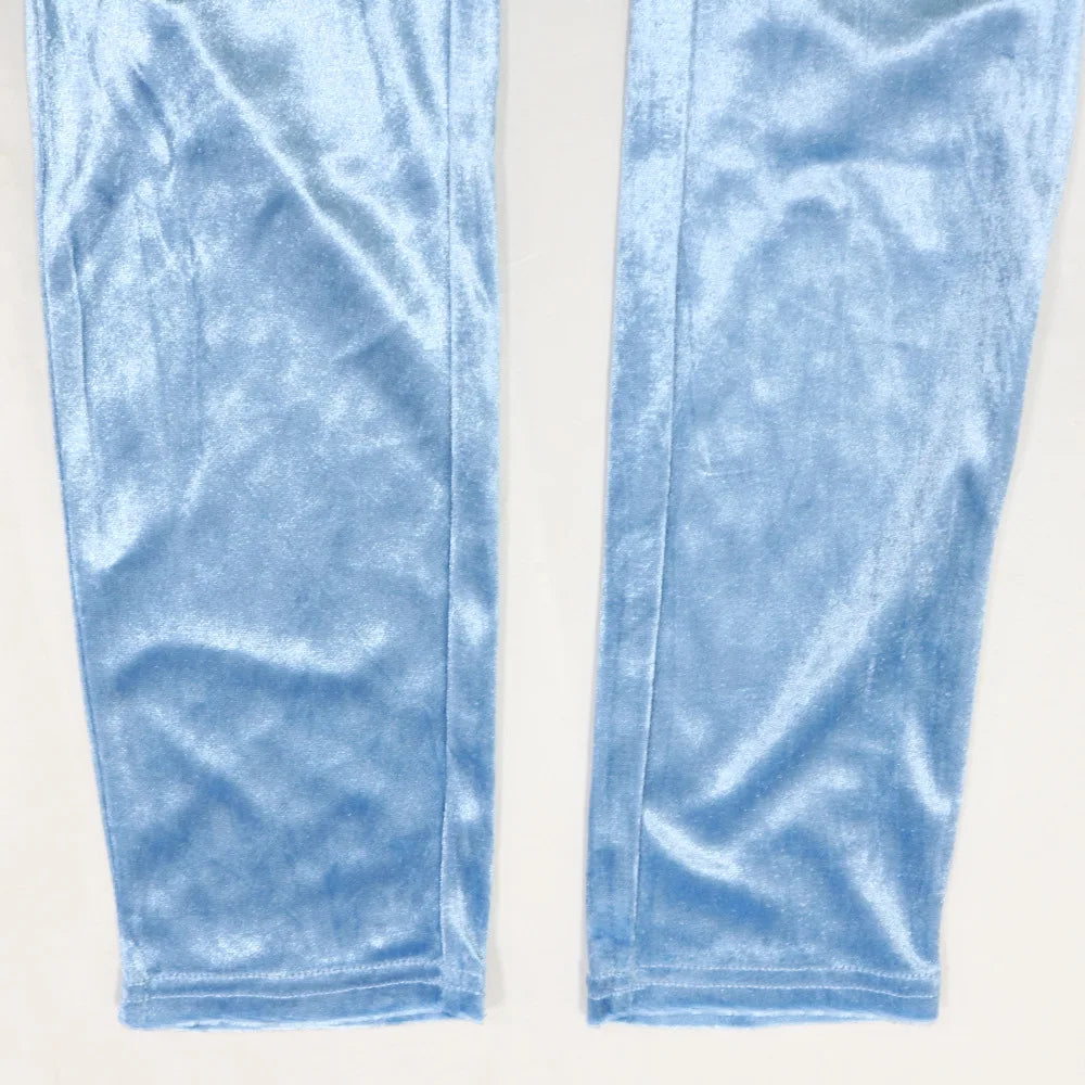Women's Two-Piece Set Strapless Crop Top Rhinestones Skinny Fit Long Pants Casual Solid Short
