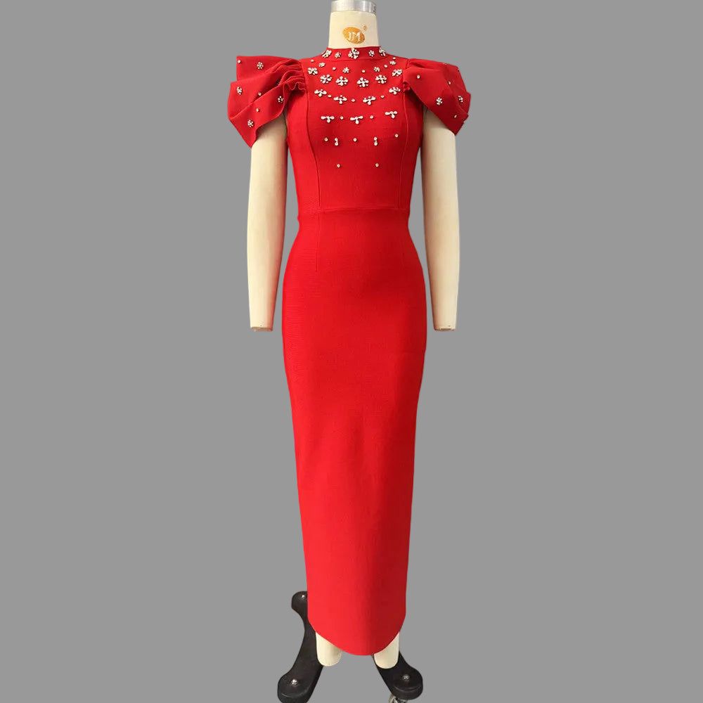 Embellished Bandage Maix Dress Woman Dinner Gown Prom Dress for Party Birthday