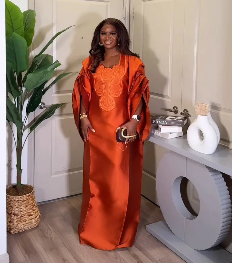Luxury Boubou Traditional Abaya African Woman Robe Elegant Dress for Party