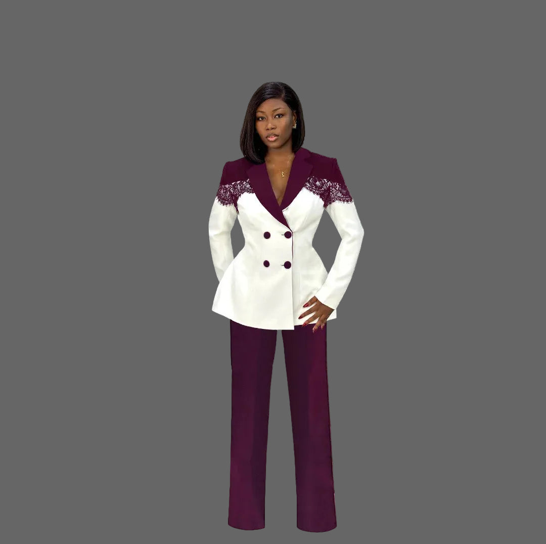 Luxury Woman Blazer Suit S-3XL Ensemble Jacket with Straight Leg Pant Femme Suit Fashion