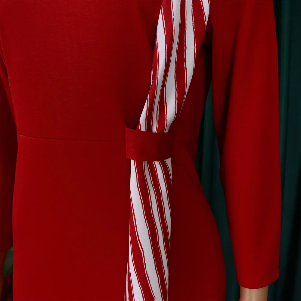 High Quality Midi Dress Woman Robe Long Sleeve Regular Fit Bodycon Natural Waist Diamonds