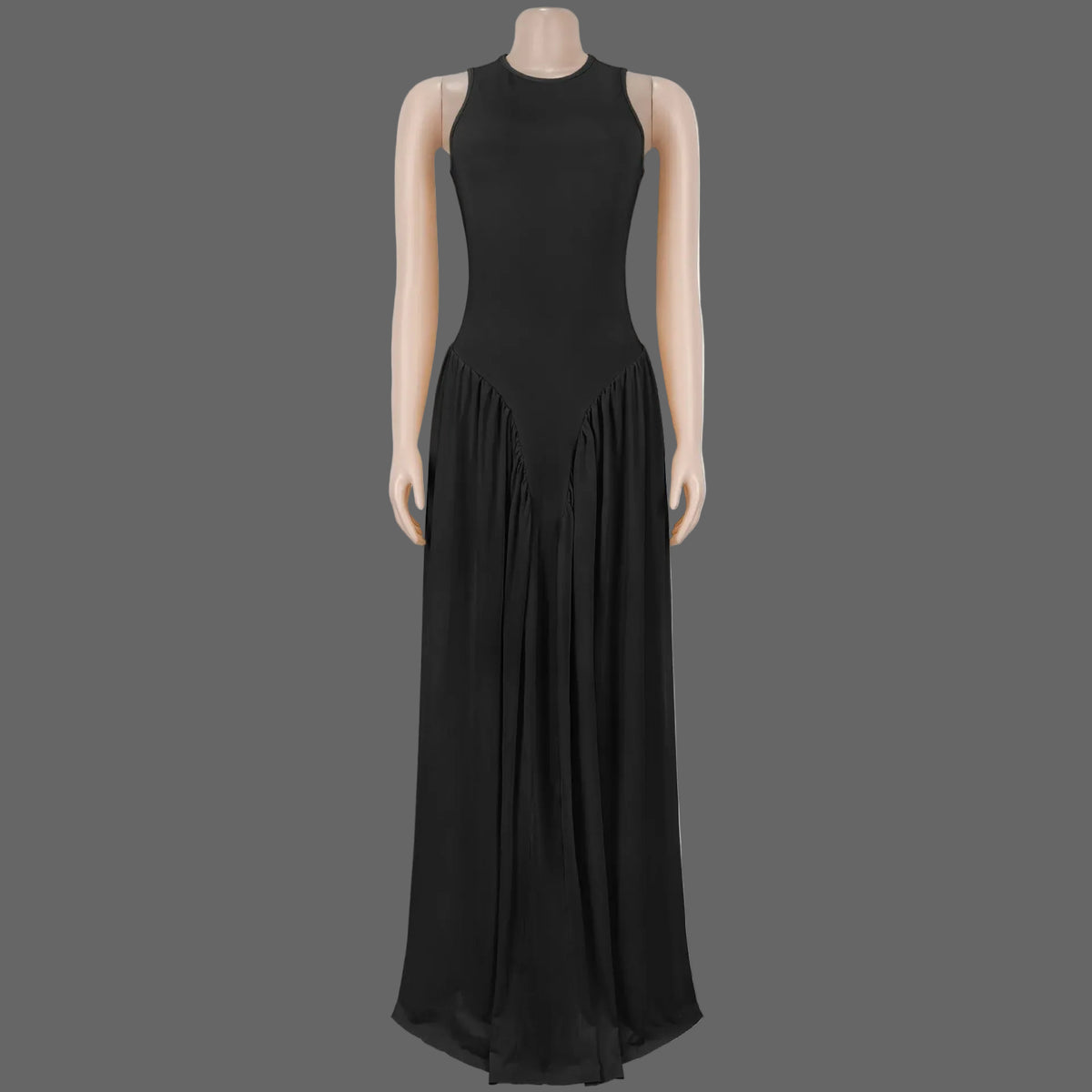Summer Woman Maxi Dress Stretchy Sleeveless Ruched Bodycon for Daily Dressing