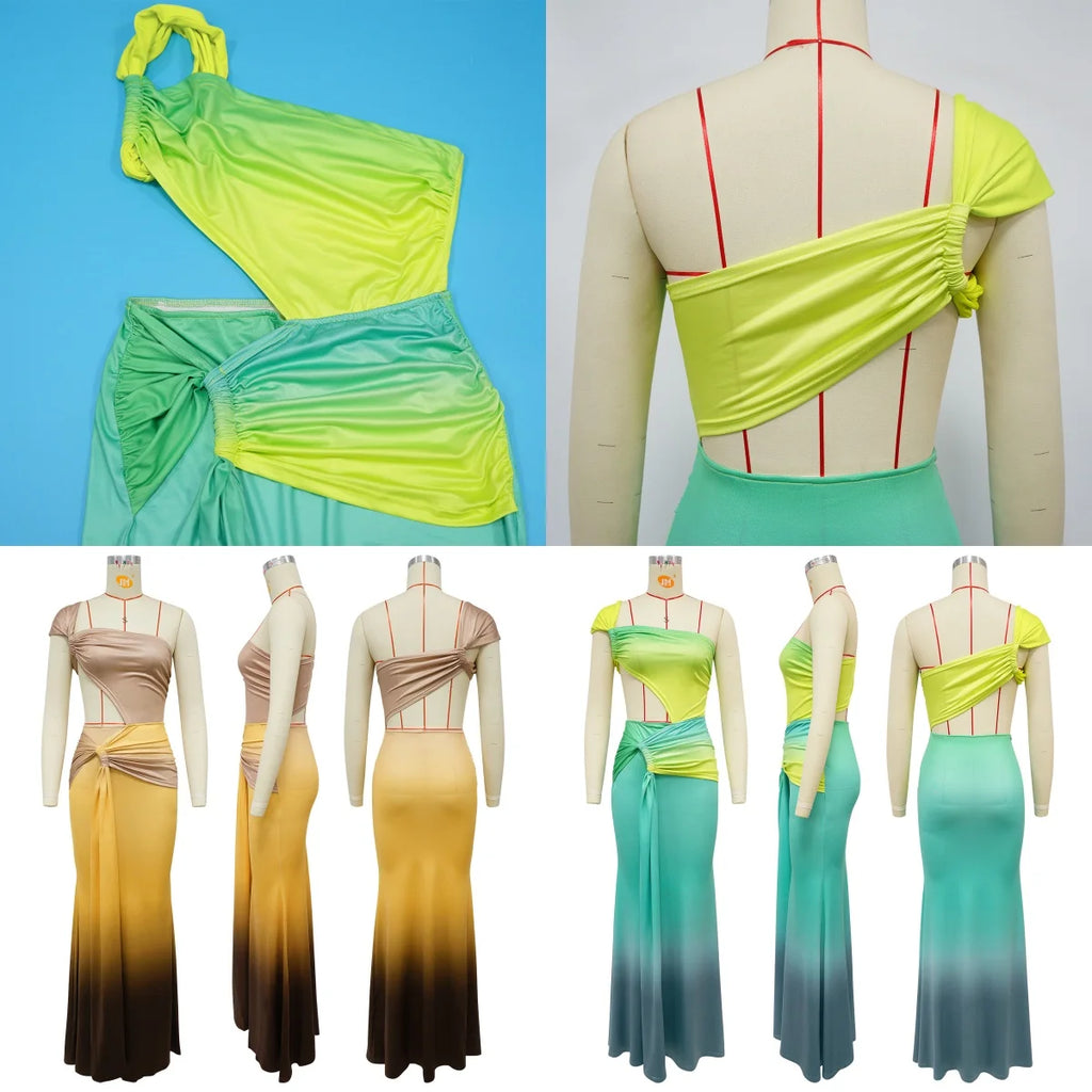 Women's Summer Ruched Floor-Length Solid Backless Sexy Robe Dress for Birthday Party Club