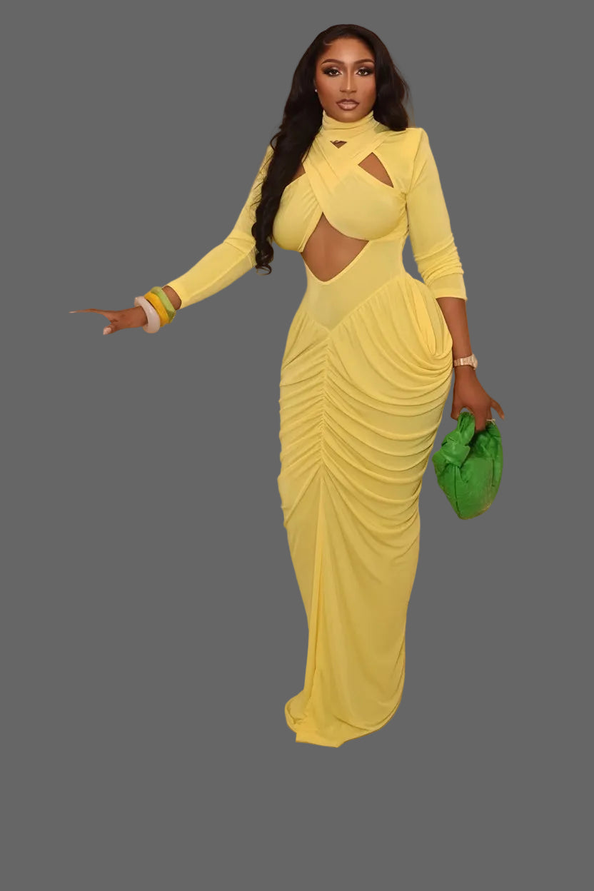 Woman Ruched Maxi Dress