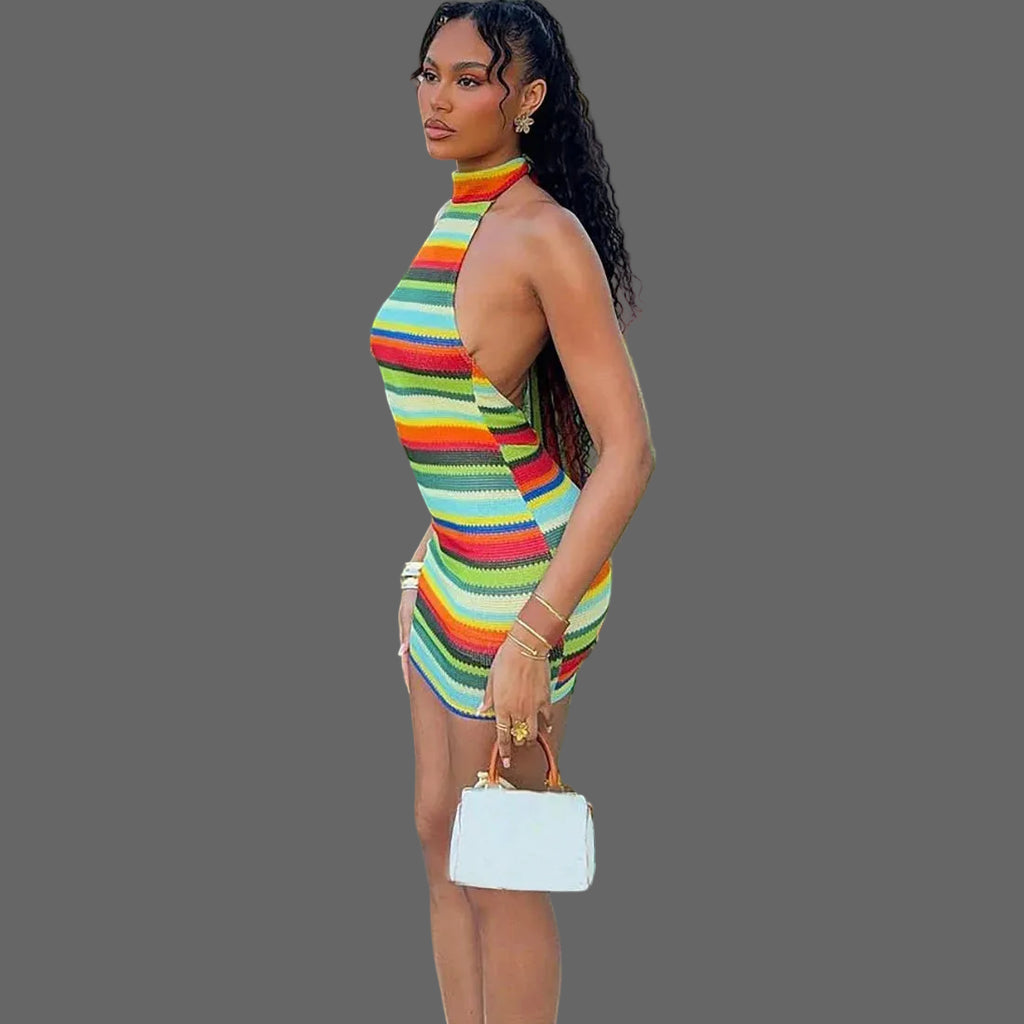 Strapless Solid Natural Eco-Friendly Knitted Mini Rhinestone Dress Women's Sexy Bodycon for Club Party