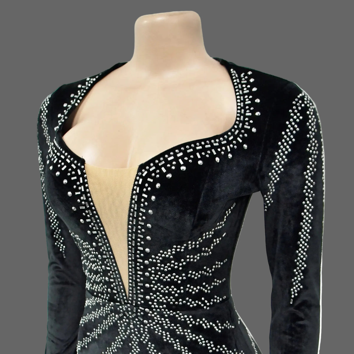 Elegant Rhinestone Velvet Mermaid Evening Gown