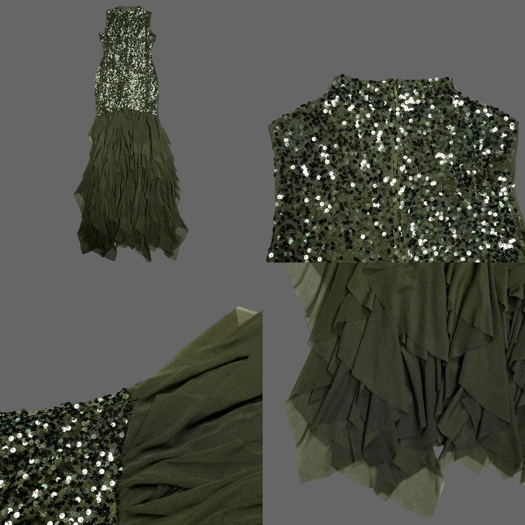 Sequin Patchwork Maxi Dress Woman Elegant Evening Dress Dinner Party Gown