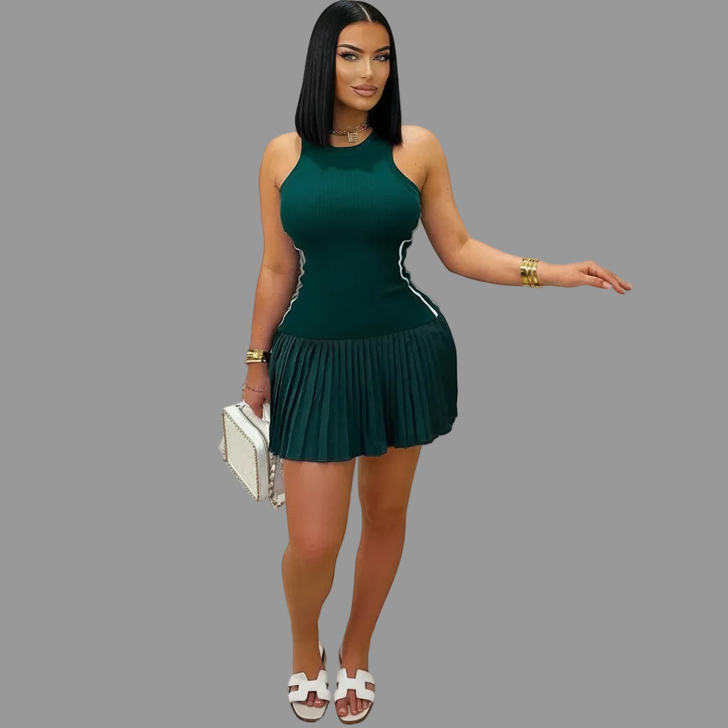 Women’s Pleated Sleeveless Mini Dress
