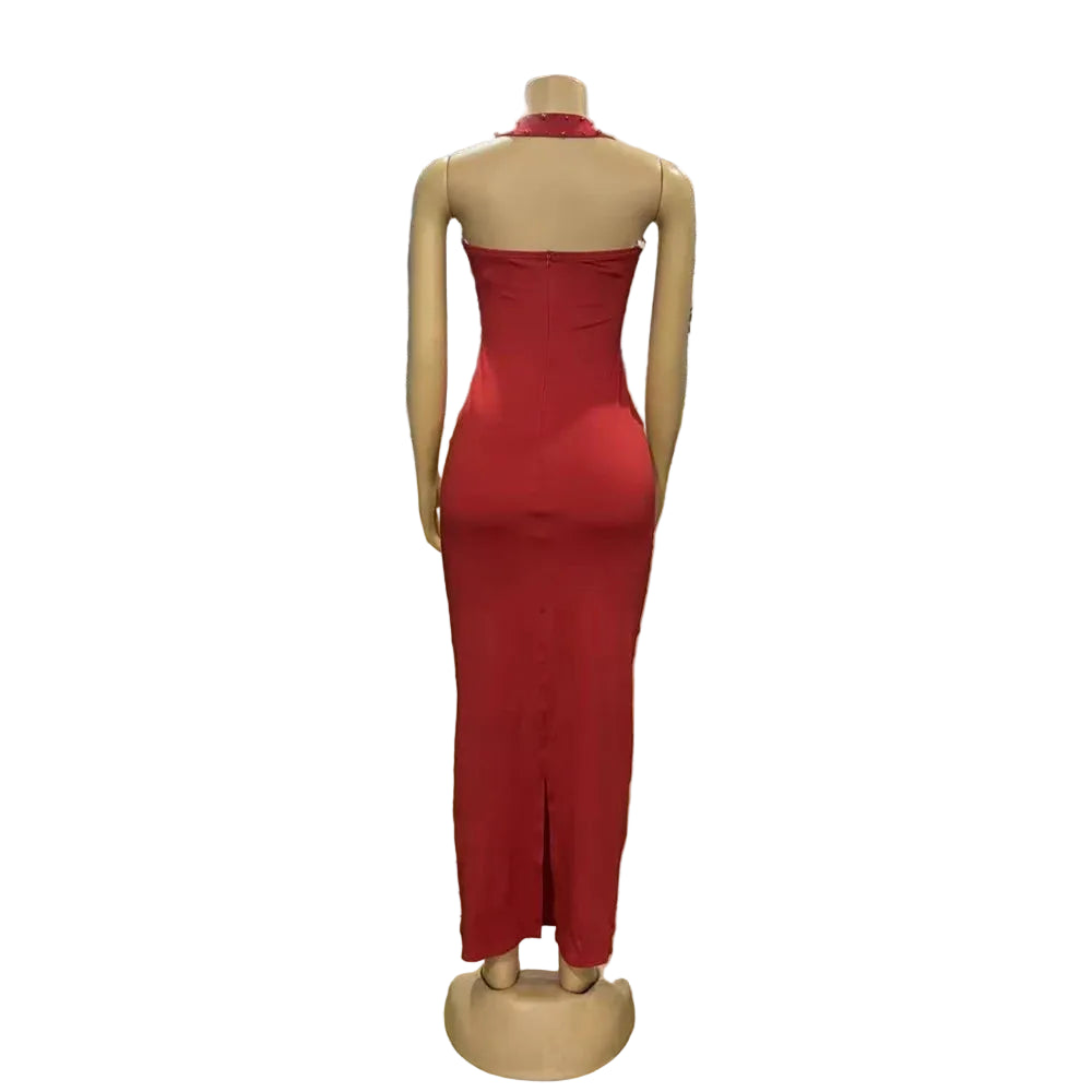 Women’s Beaded Halter Maxi Dress