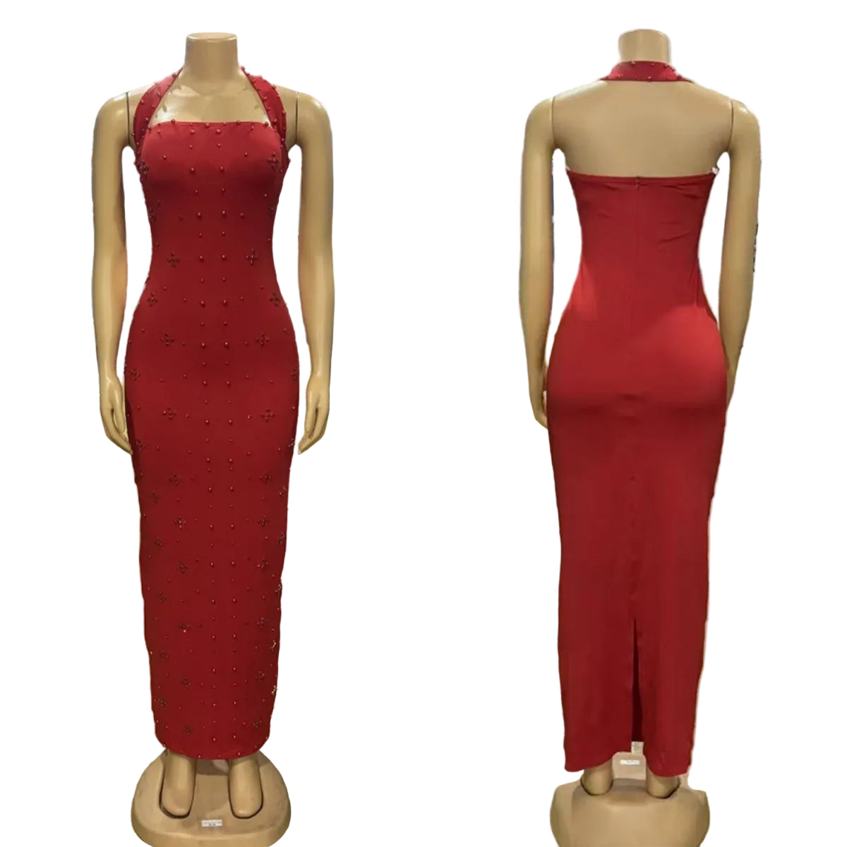 Women’s Beaded Halter Maxi Dress