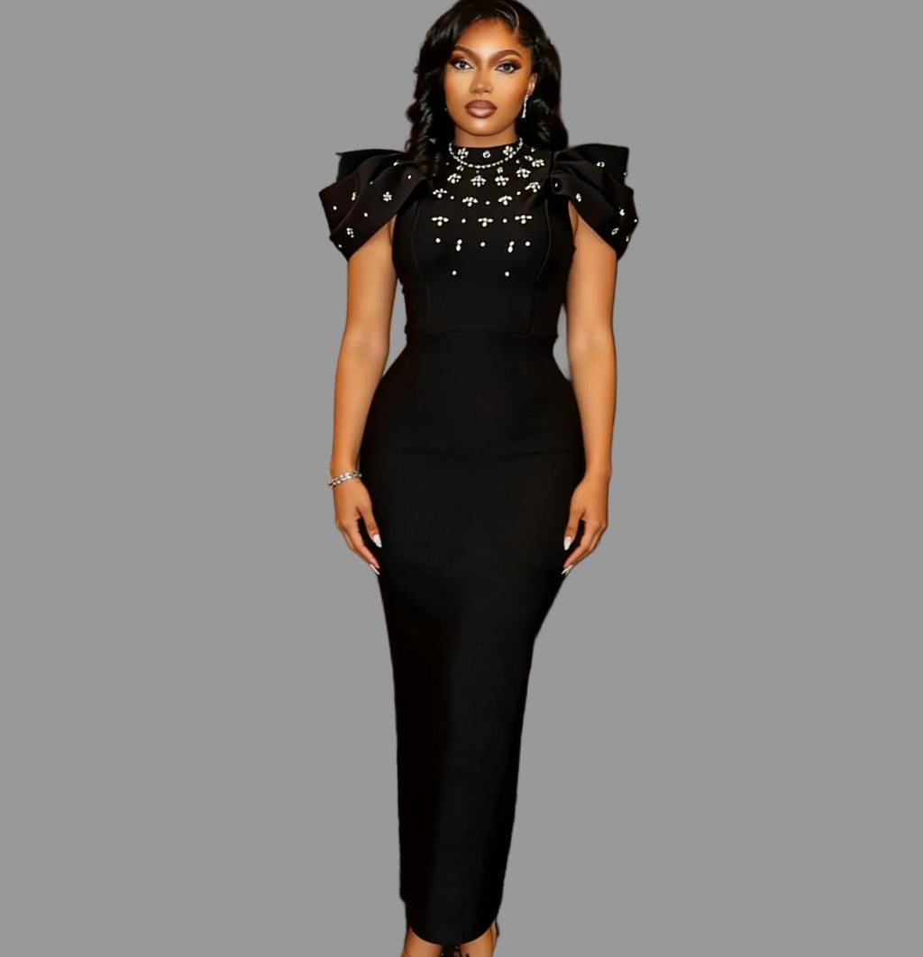 Embellished Bandage Maix Dress Woman Dinner Gown Prom Dress for Party Birthday