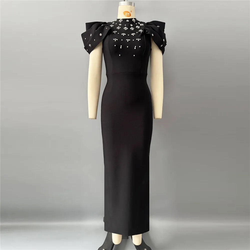 Embellished Bandage Maix Dress Woman Dinner Gown Prom Dress for Party Birthday