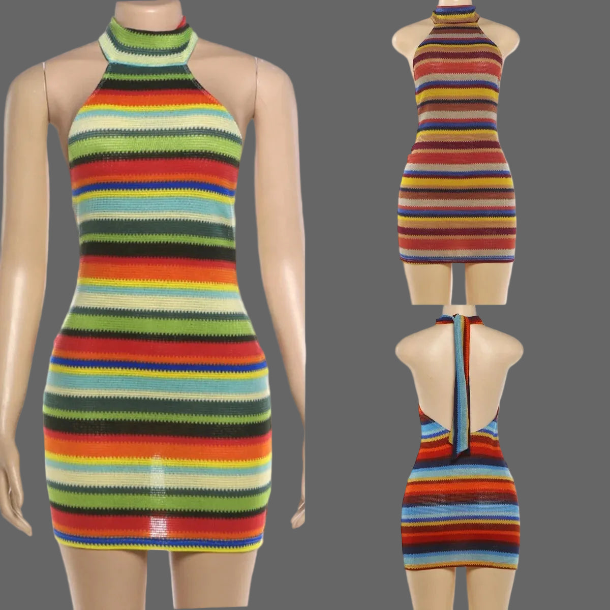 Strapless Solid Natural Eco-Friendly Knitted Mini Rhinestone Dress Women's Sexy Bodycon for Club Party