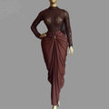 Woman Skirt Set Long Sleeve Lace Top and Long Skirt Lady Two Piece Set for Birthday Party Club