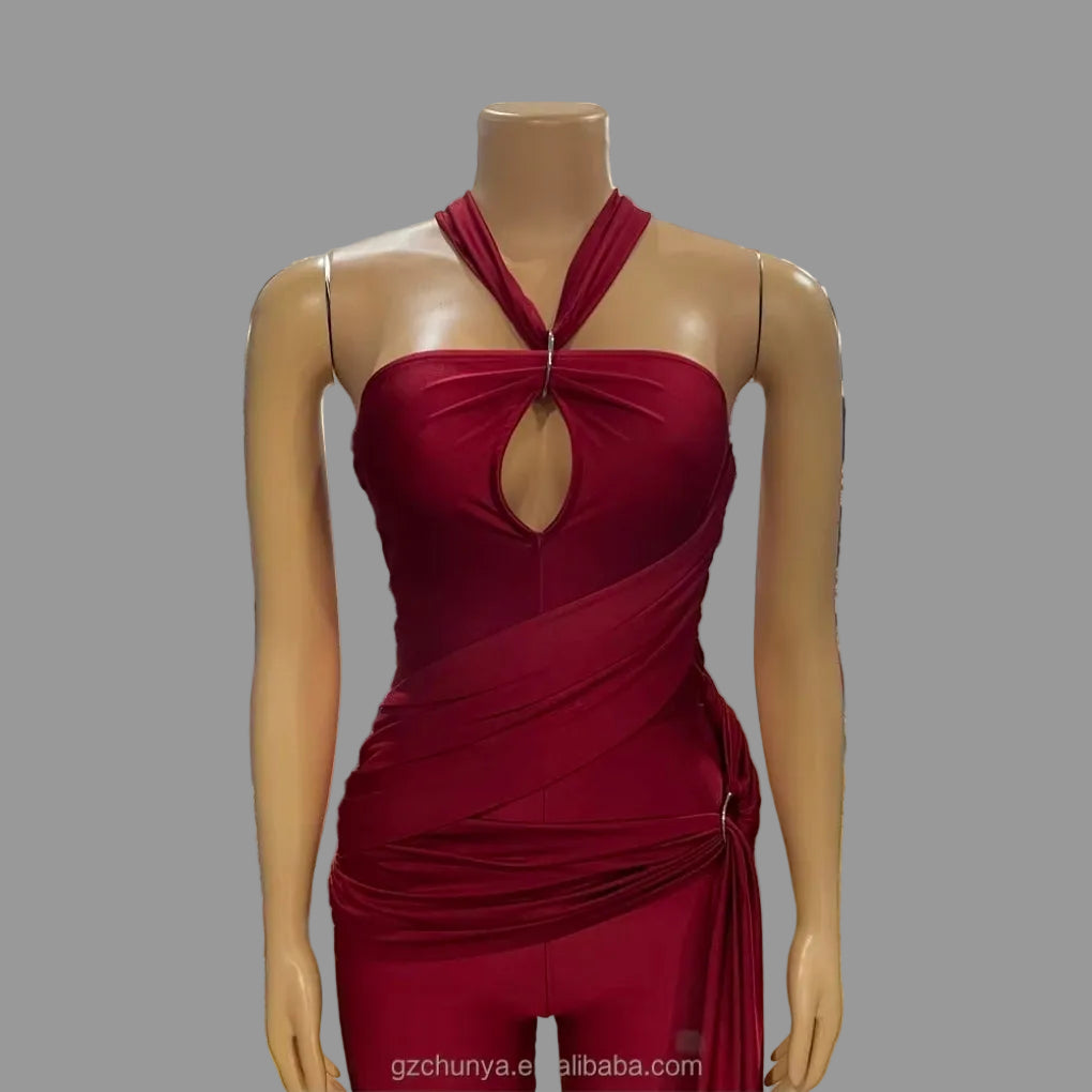 Women's Jumpsuit Sexy High Quality Slim Fit Halter Romper for Birthday Party Club