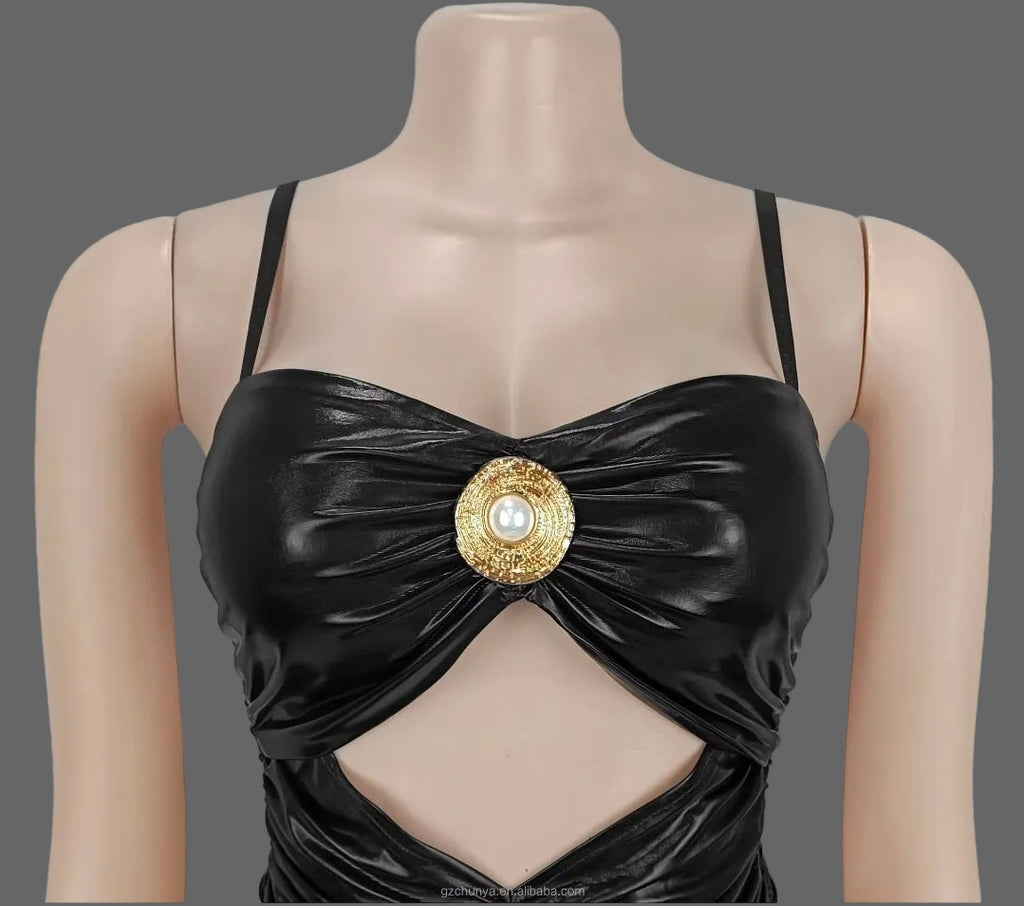 Solid Maxi Dress Woman Slip Dress Spaghetti Strap Elegant V-Neck Bodycon Daily Wear
