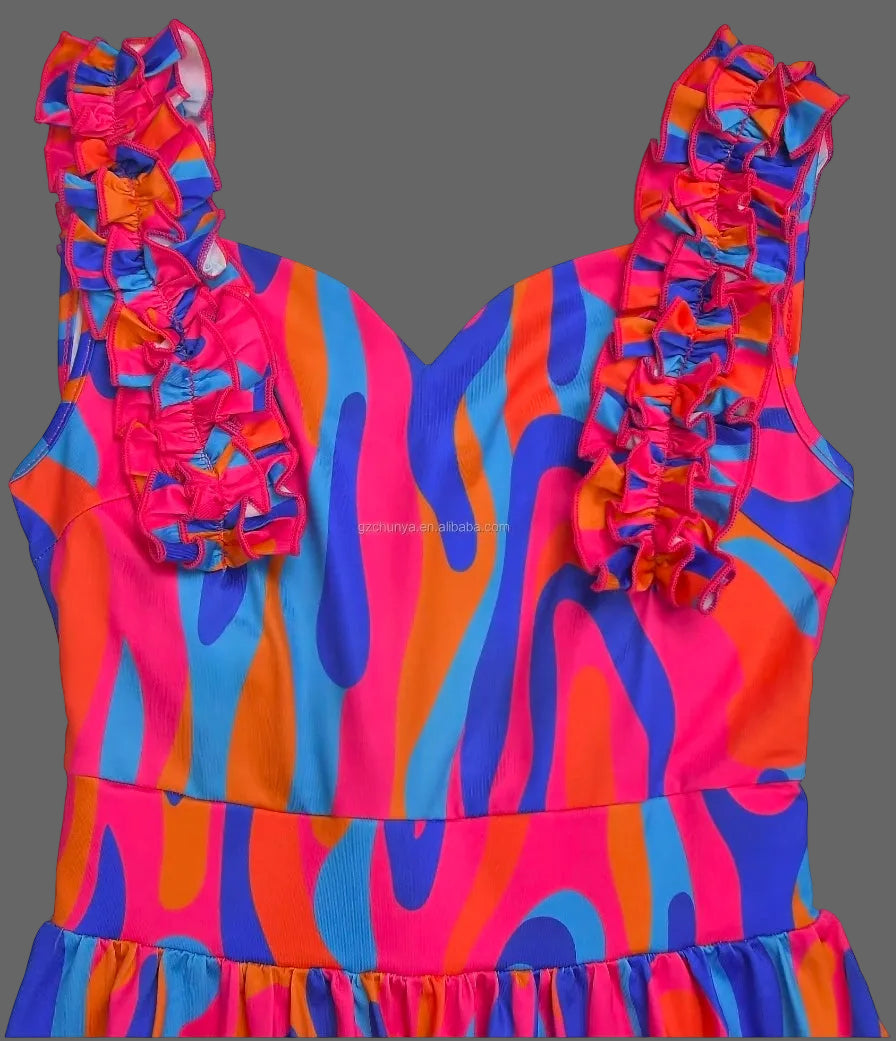 Solid Natural Waistline Maxi Bodycon Sexy Sleeveless Beach Dress Printed
