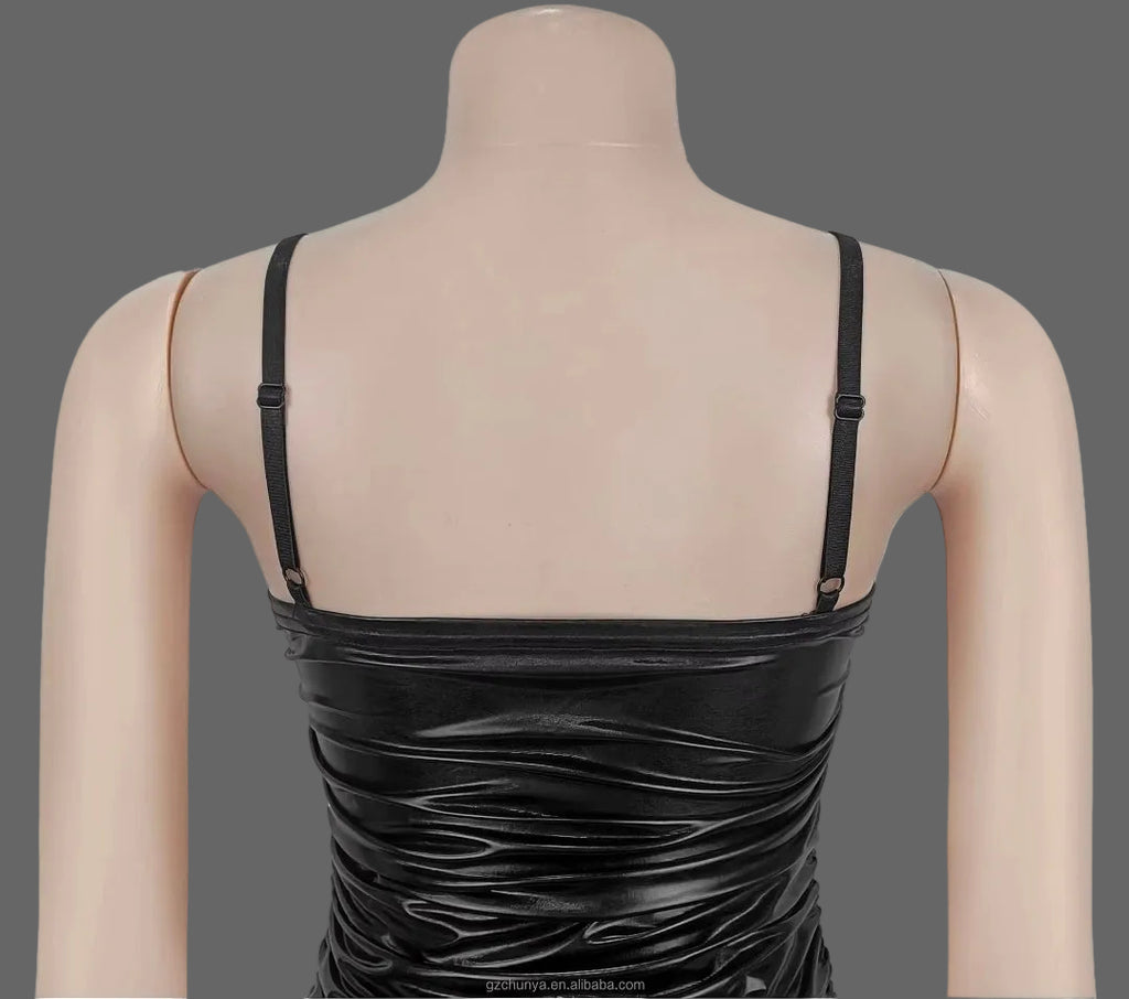 Solid Maxi Dress Woman Slip Dress Spaghetti Strap Elegant V-Neck Bodycon Daily Wear