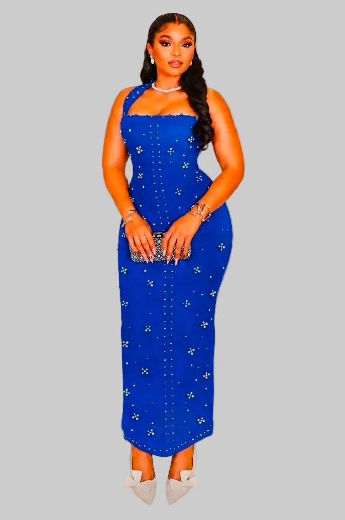 Woman Evening Dress Halter Maxi Dresses Dinner Gown Beading Bandage Bodycon for Birthday Party